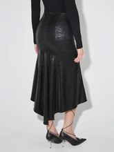 Load image into Gallery viewer, Faux Leather Midi Skirt Black
