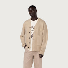 Load image into Gallery viewer, Stamped Patch Cardigan Tan
