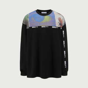 Black Printed Patchwork Sweatshirt