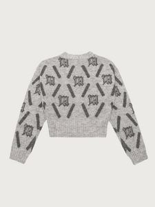 M Argyle Knit Cardigan Perfect Grey