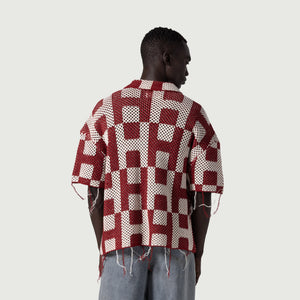 Unisec Crochet Ss Button Down Brick