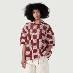 Unisec Crochet Ss Button Down Brick