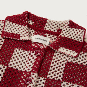 Unisec Crochet Ss Button Down Brick