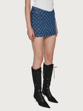 Load image into Gallery viewer, Monogram Denim Mini Skirt Blue
