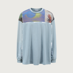 Light Blu Printed Patchwork Sweatshirt