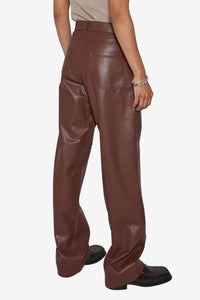 Matte Vegan Leather Trousers Brown
